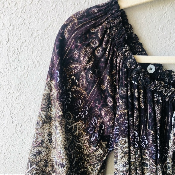 Free People Size Small So Divine Romper Floral Abstract Print Off Shoulder Boho - Picture 4 of 10